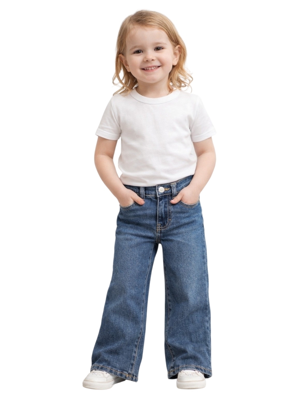 Levi’s Girls Wide Leg Jeans Size 4 NWT Adjustable Waist Medium Wash Denim